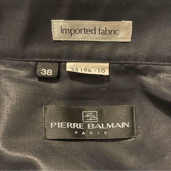 Pierre Balmain Black Sateen Button up shirt shiny blouse - Picture 5 of 6